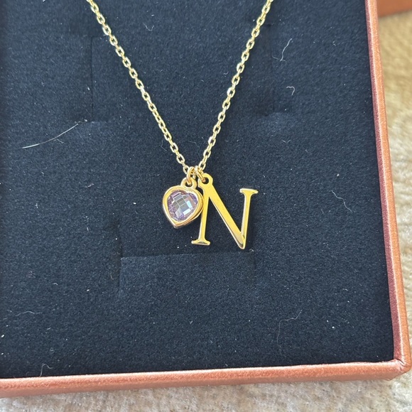 Brand New 14K Gold Plated 925 Sterling Silver Initial "N" & Alexandrite Necklace - Picture 7 of 16